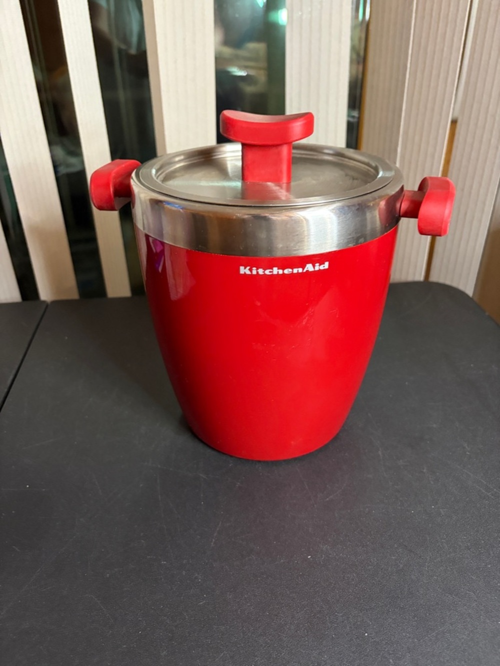 KitchenAid Red Stainless-Trim Insulated Ice Bucket with Handles